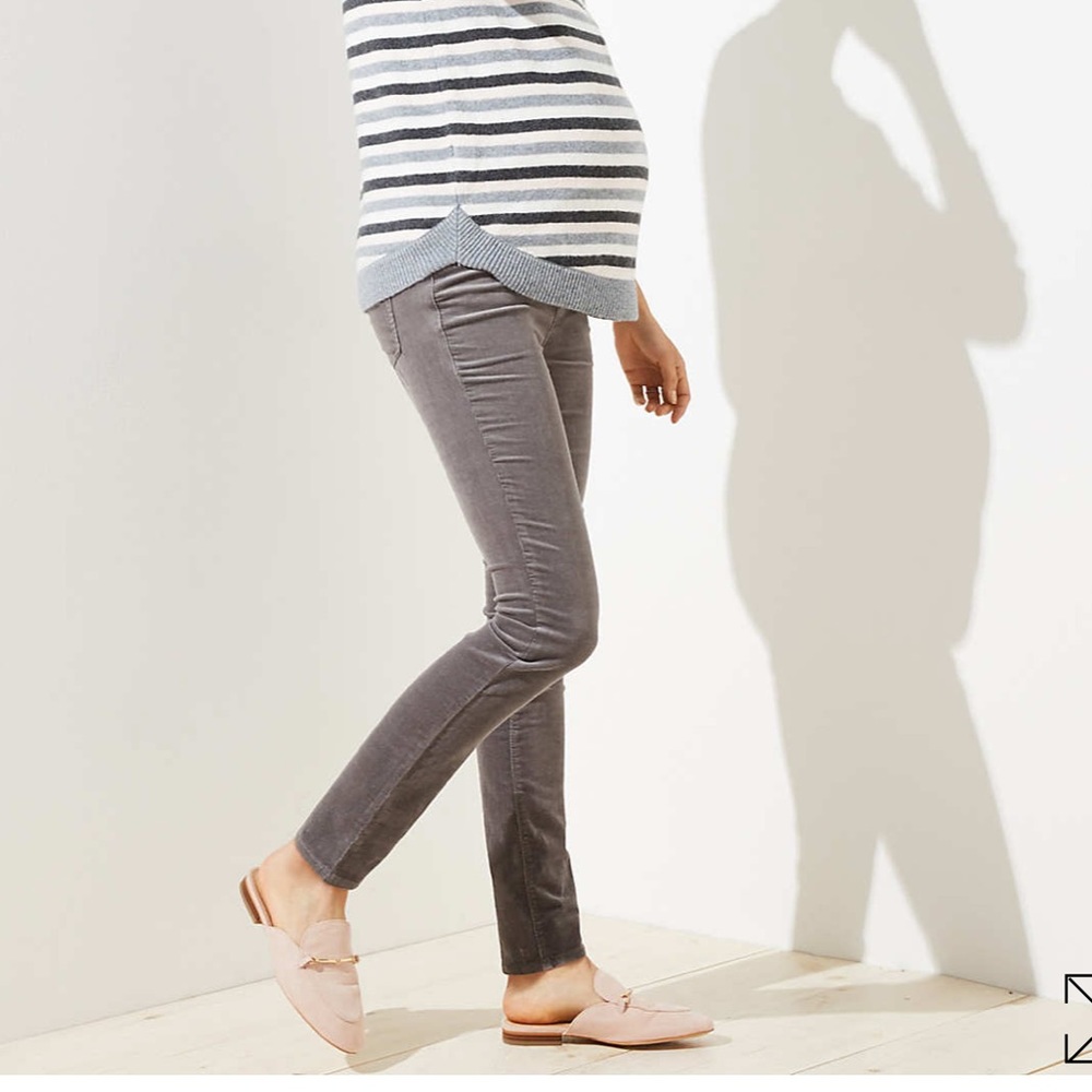 Loft skinny grey corduroy maternity pants 0P